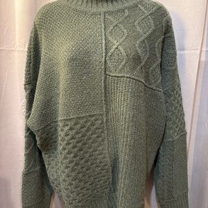 American Eagle Women's Green Knit Sweater Top - Large Long Sleeve Pullover NWT
